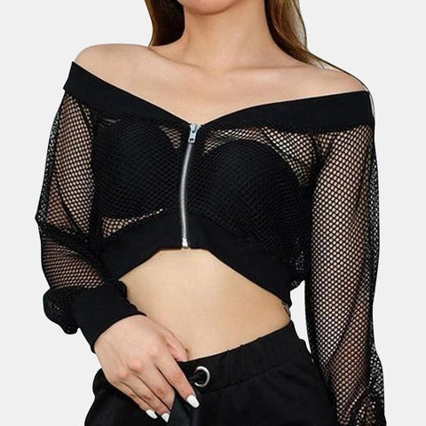 Fishnet Zip Up Jacket