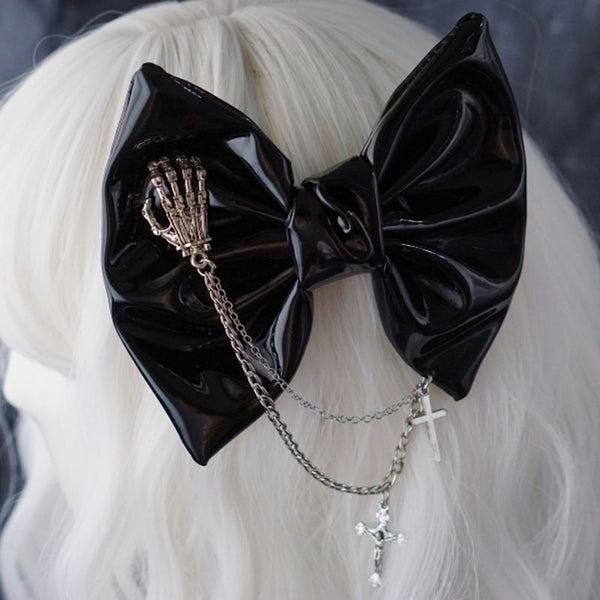 Valentine's Day Gift Ghost's Paw Cross Bowknot Hairpin