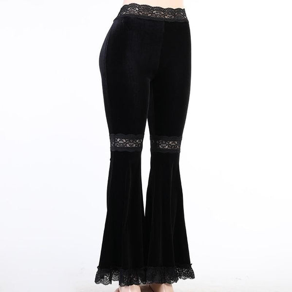 Gothic High Waist Lace Flared Pants