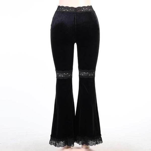 Gothic High Waist Lace Flared Pants