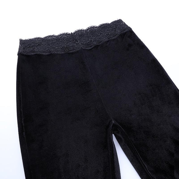 Gothic High Waist Lace Flared Pants