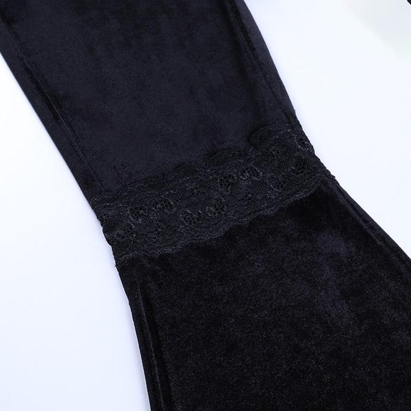 Gothic High Waist Lace Flared Pants