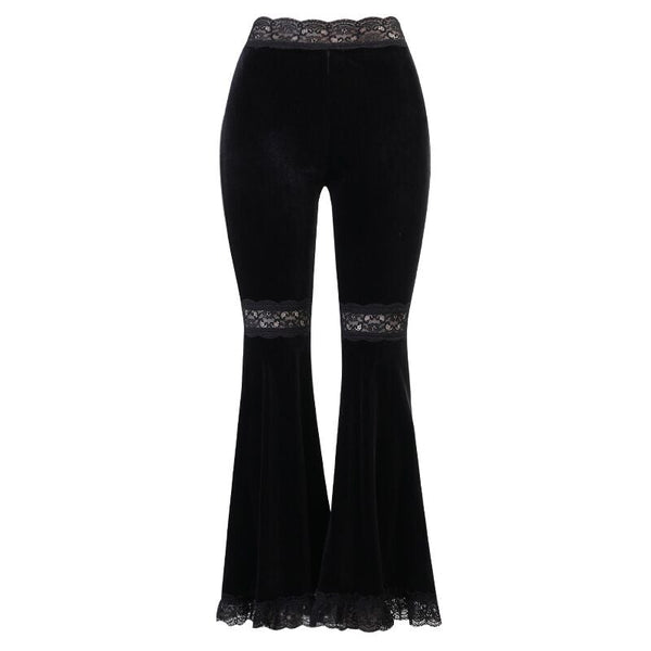 Gothic High Waist Lace Flared Pants