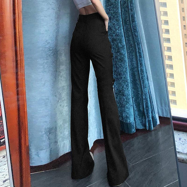 Gothic Hollow Out Bandage Straight Pants