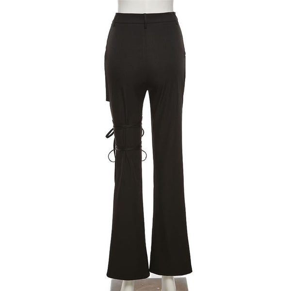 Gothic Hollow Out Bandage Straight Pants