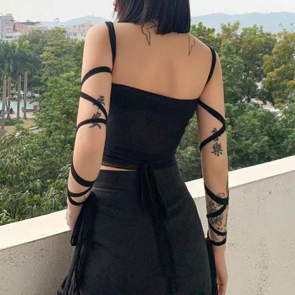 Gothic Mesh Lace Up Top