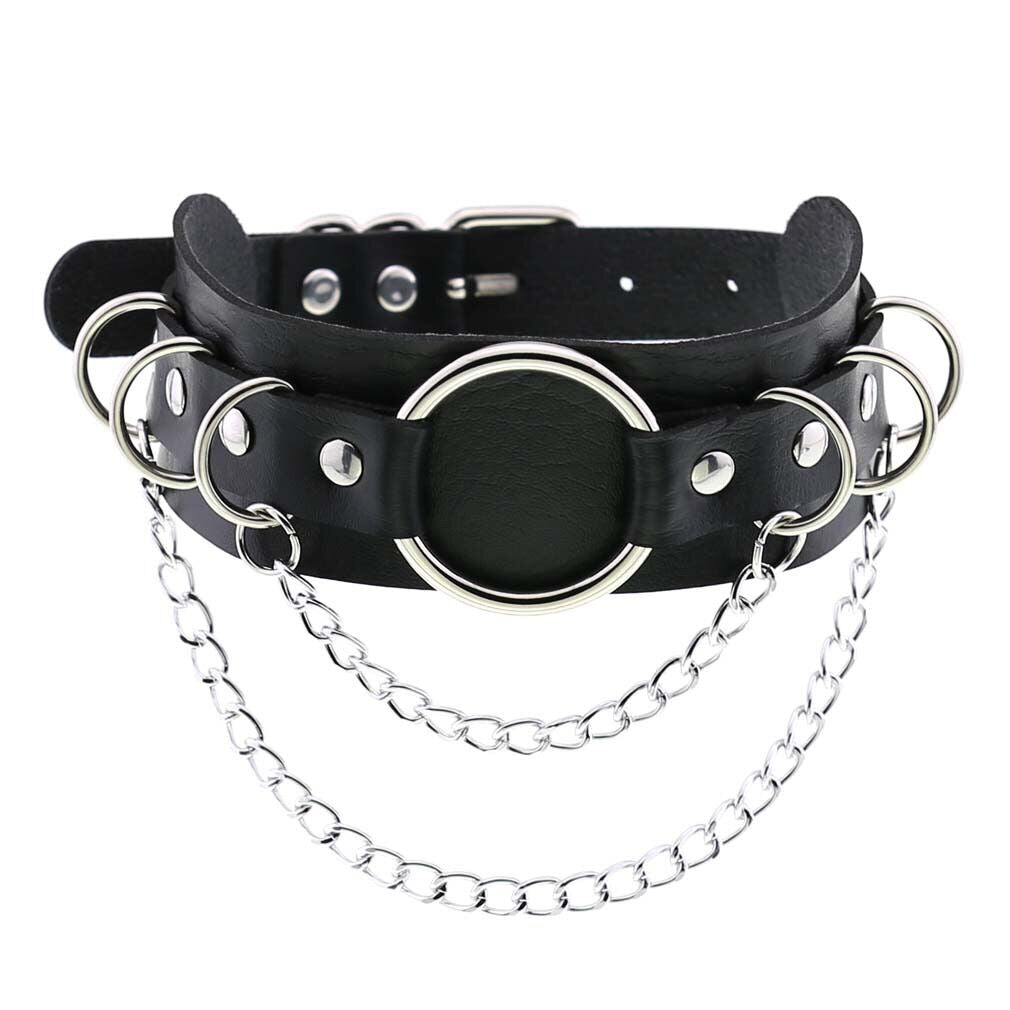 Gothic Punk Double Chain O Ring Choker