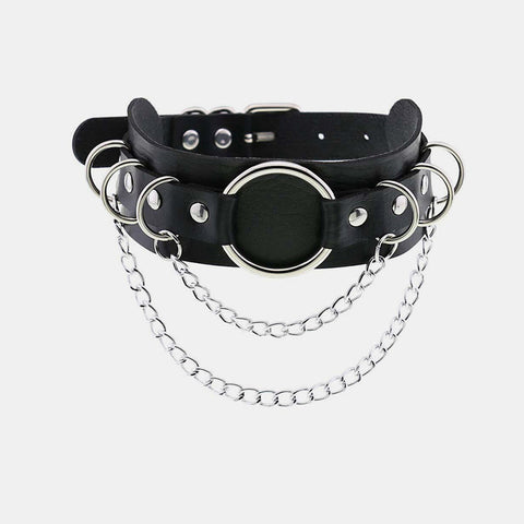 Gothic Punk Double Chain O Ring Choker