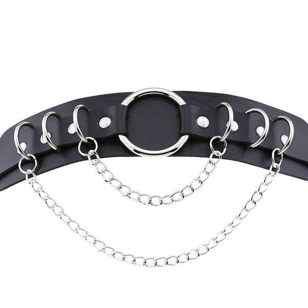 Gothic Punk Double Chain O Ring Choker