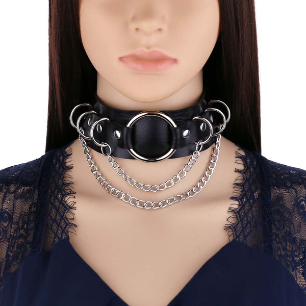 Gothic Punk Double Chain O Ring Choker