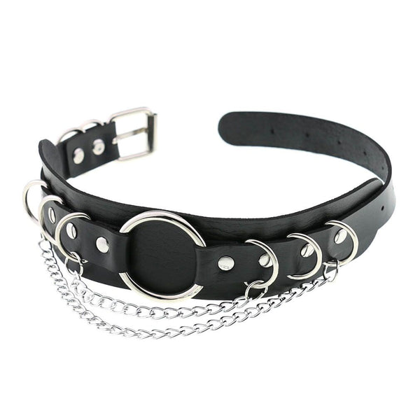 Gothic Punk Double Chain O Ring Choker