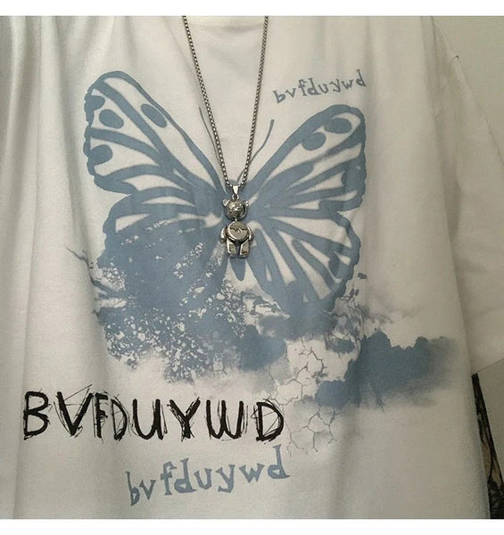 Streetwear Print Gothic Vintage butterfly T-shirt