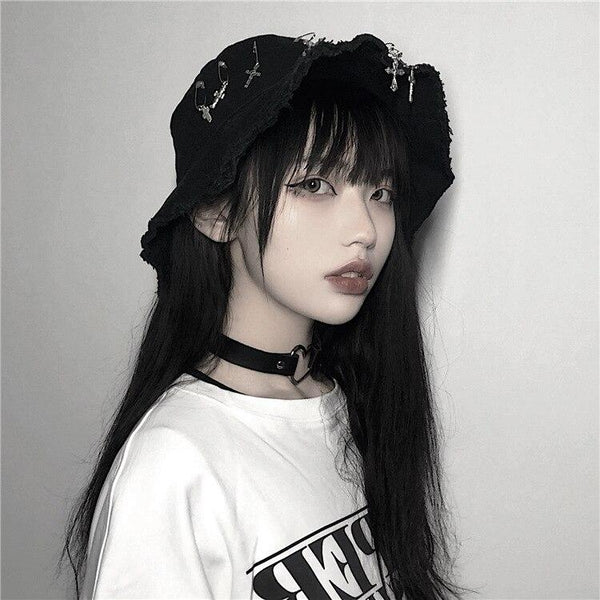 Crossed Safety Pin Bucket Hat