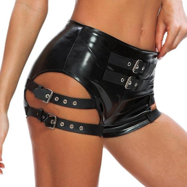 'Brimstone' PU Leather Shorts