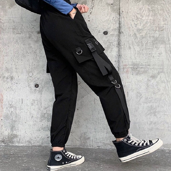 Harajuku Punk Chain Black Cargo Pants