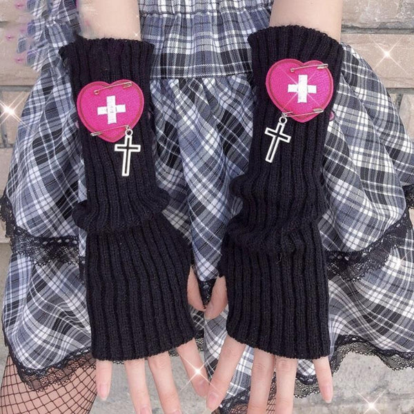 Harajuku Long Fingerless Gloves Punk Kawaii Style