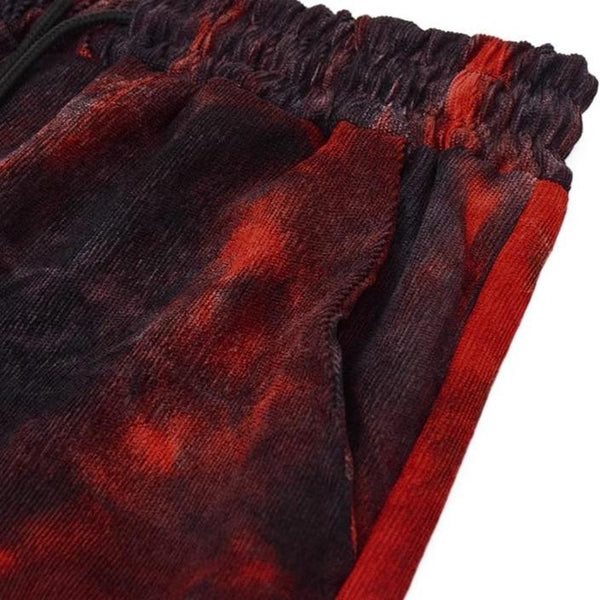 'Inferno' Black and red tie dye pants