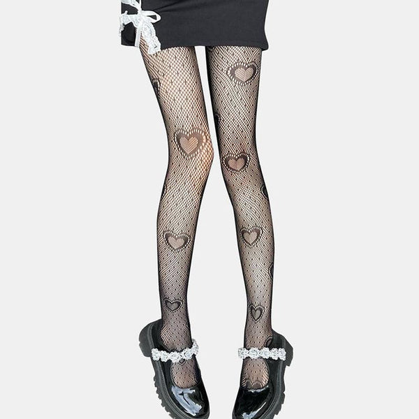 Heart Spider Net Star Flower Diamond Rose Leopard Pantyhose