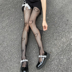 Heart Spider Net Star Flower Diamond Rose Leopard Pantyhose