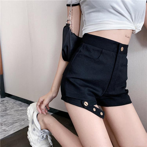 High Waist  Leg Loop Shorts