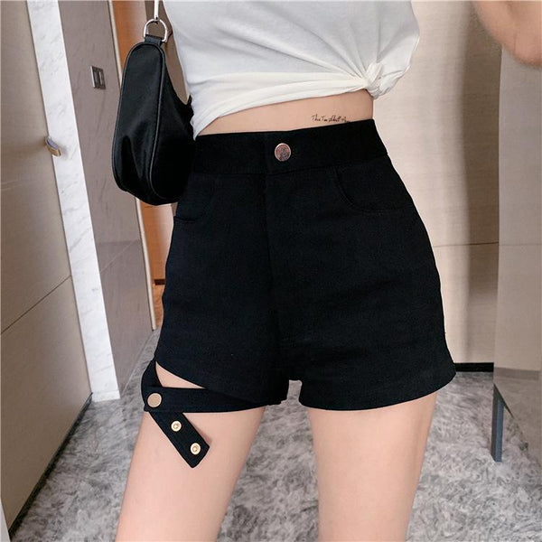 High Waist  Leg Loop Shorts