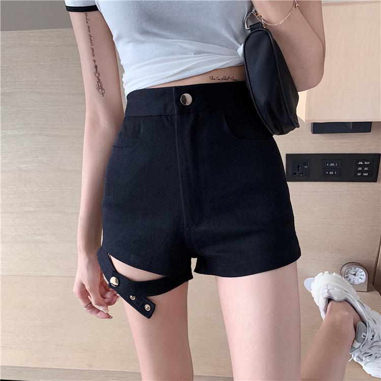 High Waist  Leg Loop Shorts