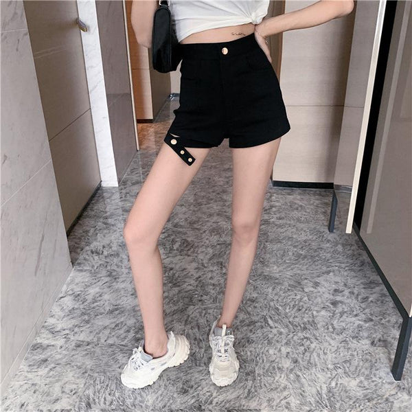 High Waist  Leg Loop Shorts