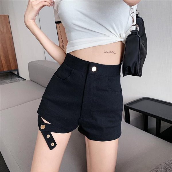 High Waist  Leg Loop Shorts