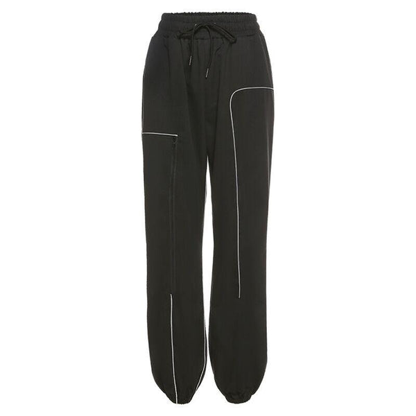 High Waist Reflective Line Cargo Pants