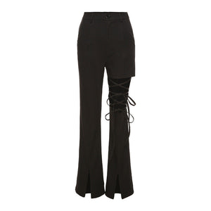 High Waist Cutout Lace-up Pants