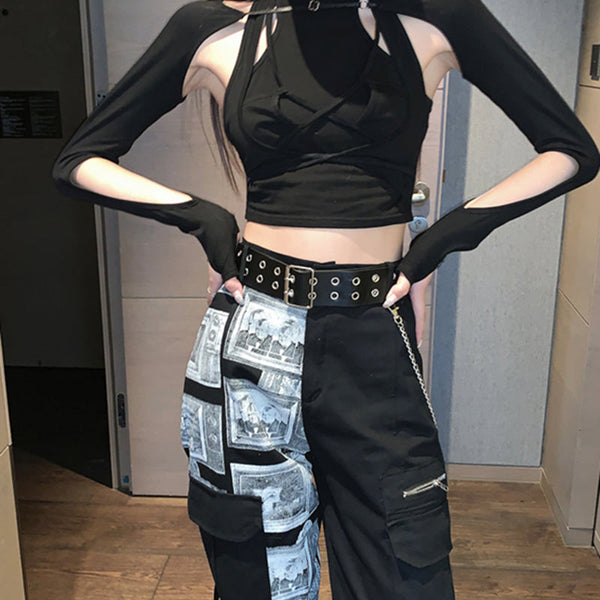 Hiphop Wide Leg Two Tone Pants