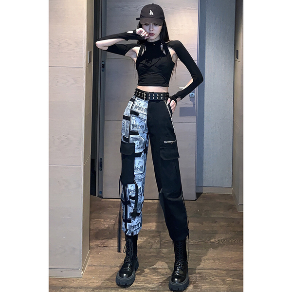 Hiphop Wide Leg Two Tone Pants