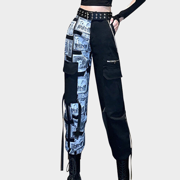 Hiphop Wide Leg Two Tone Pants