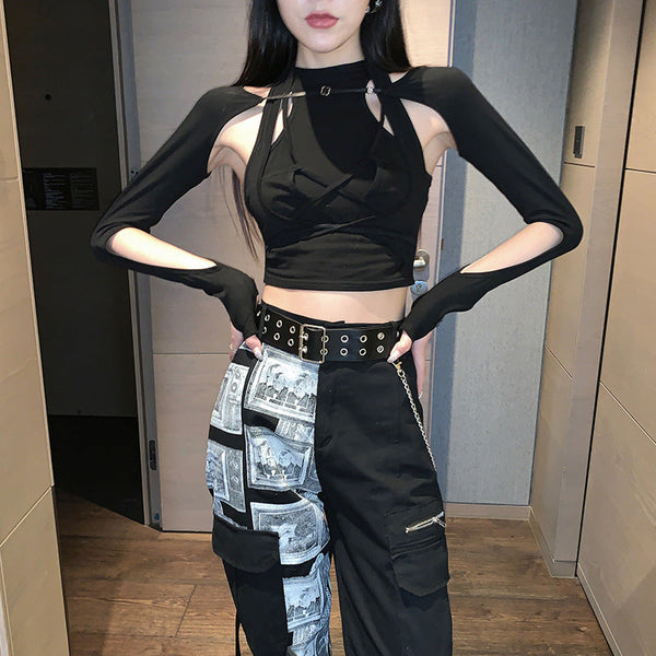 Hiphop Wide Leg Two Tone Pants