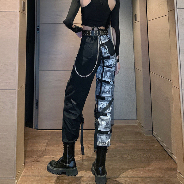 Hiphop Wide Leg Two Tone Pants