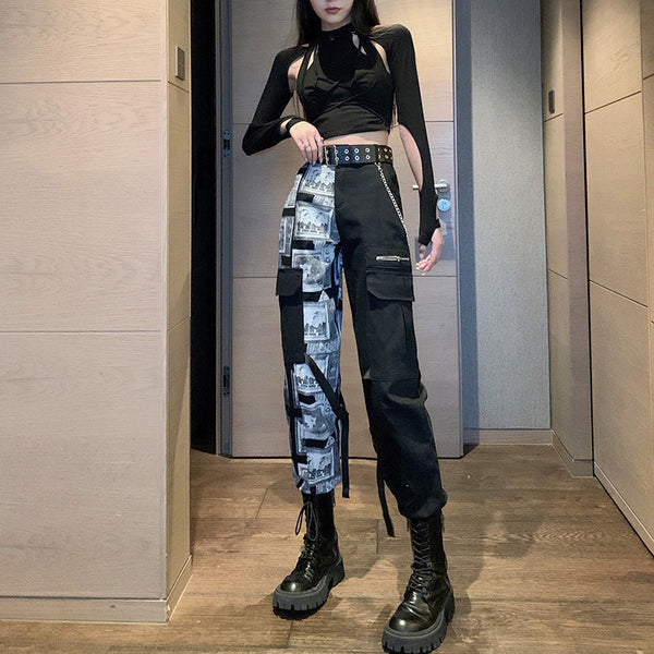 Hiphop Wide Leg Two Tone Pants