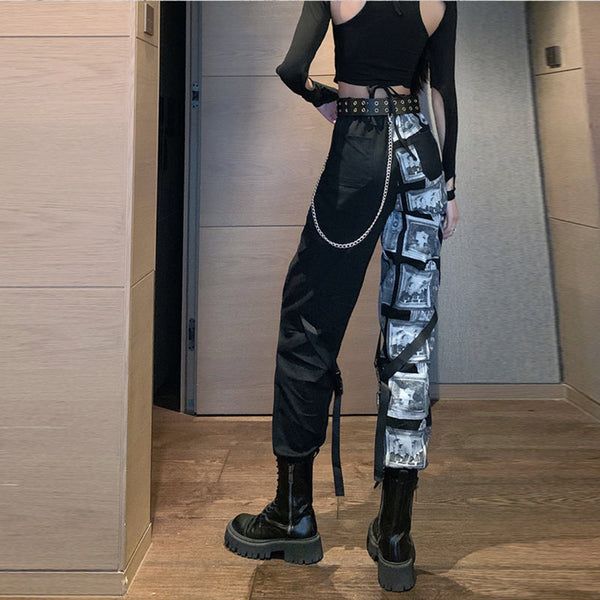 Hiphop Wide Leg Two Tone Pants