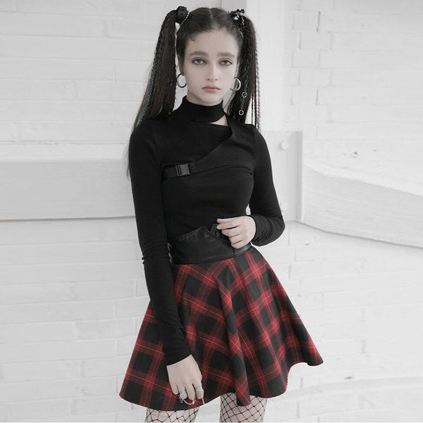 Hollow High Collar Casual Top