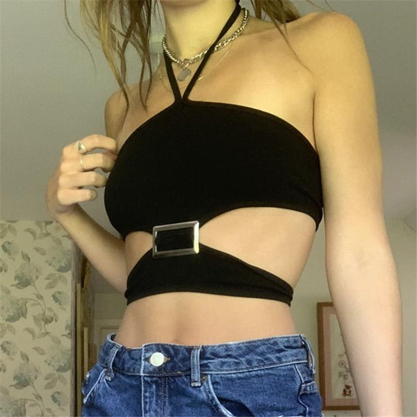 Hollow Strap Halter Top