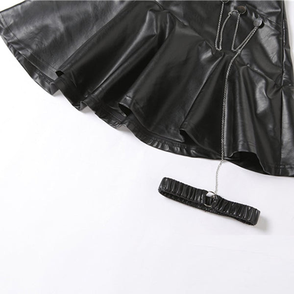 Hot Girl Leg Hoop PU Skirt