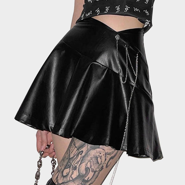 Hot Girl Leg Hoop PU Skirt