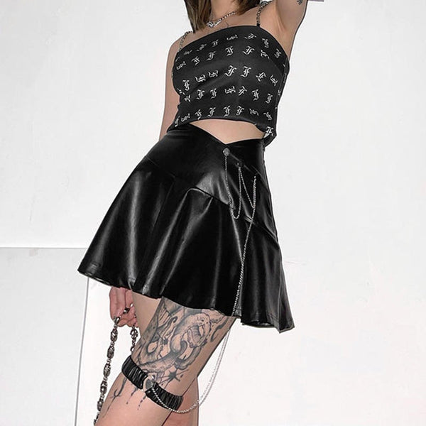 Hot Girl Leg Hoop PU Skirt