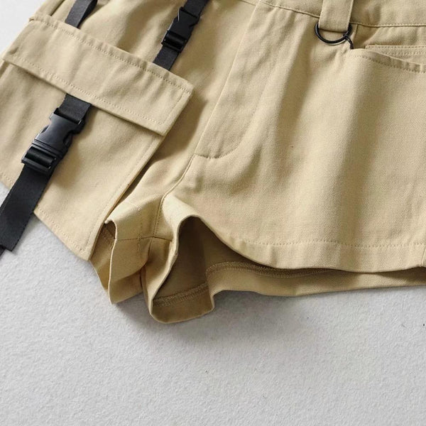 Goth Casual Cargo Shorts With Big Pocket