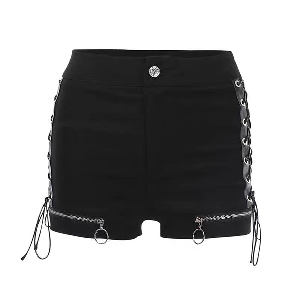 Expose Zipper Lace Up Short