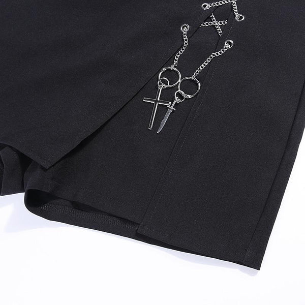 High Waist Cross Chain Culottes Skirt