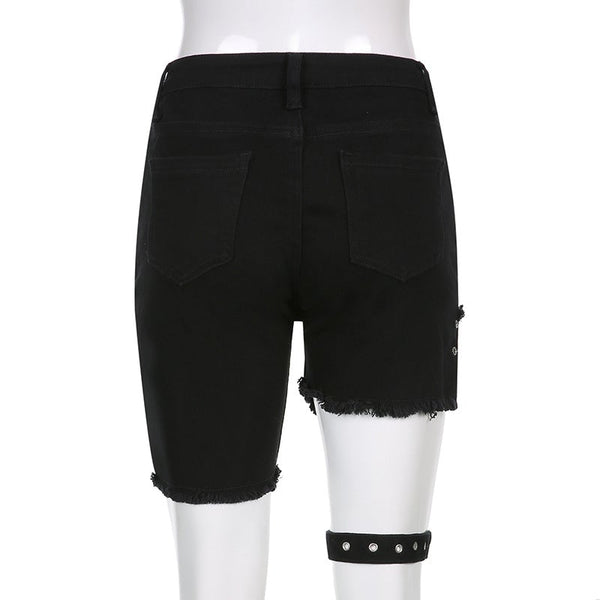 Irregular Zipper Leg Loop Shorts