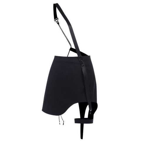 Irregular Single Strap Leggings Drawstring Skirt