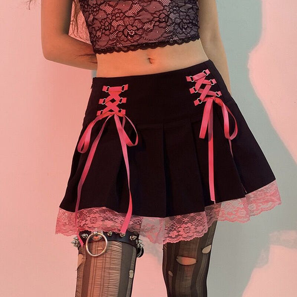 Lace Up Mini Skirt