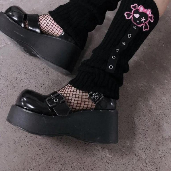 Leg Warmers Punk Embroidery Skull