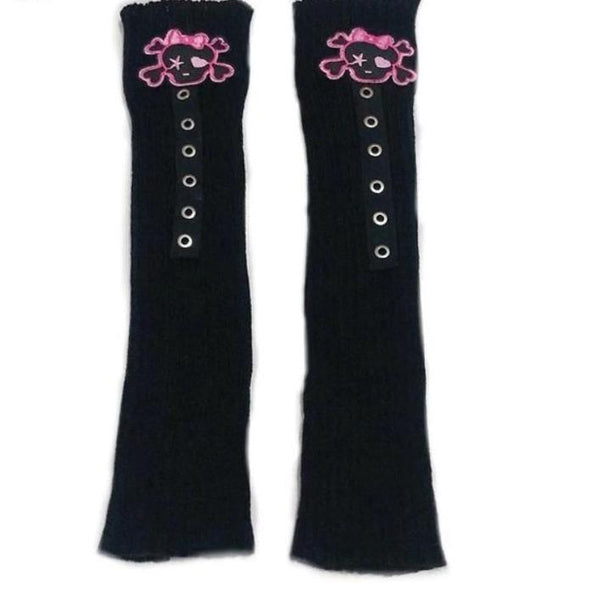 Leg Warmers Punk Embroidery Skull